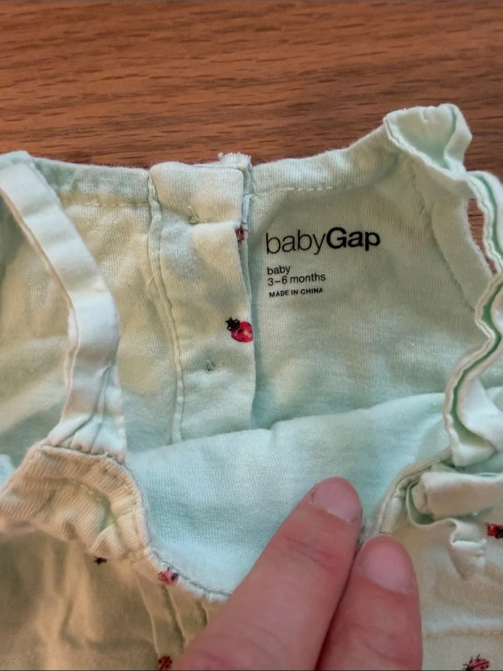GAP Light Mint Baby Tank Romper with Ladybug Motif